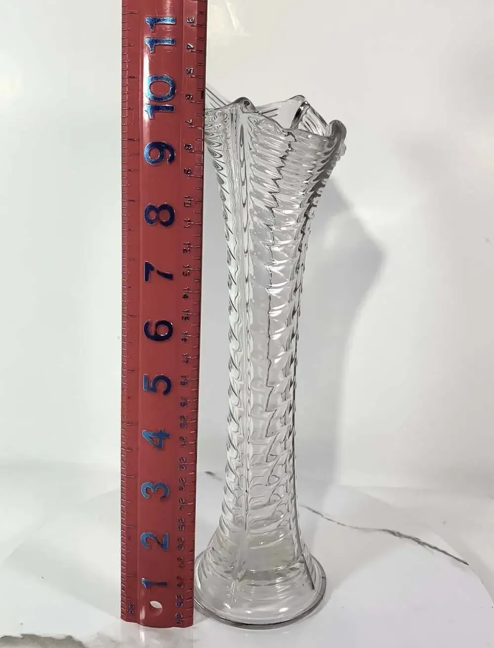 Vintage Swung  Glass Vase Art Deco Clear